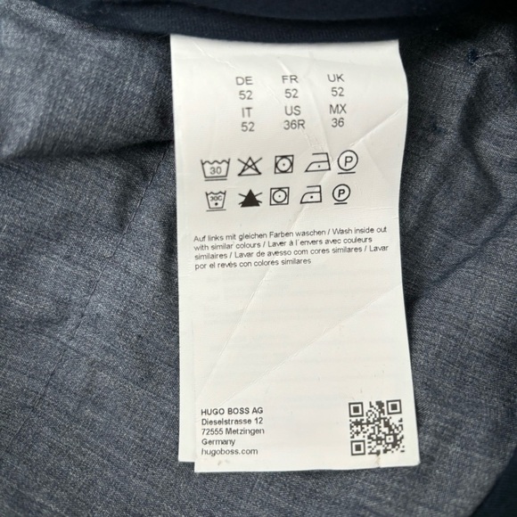 Hugo Boss Stanino 17-W Flat Front Cotton Chino Pants Mens Size IT 52 US 36 Blue - Picture 6 of 7